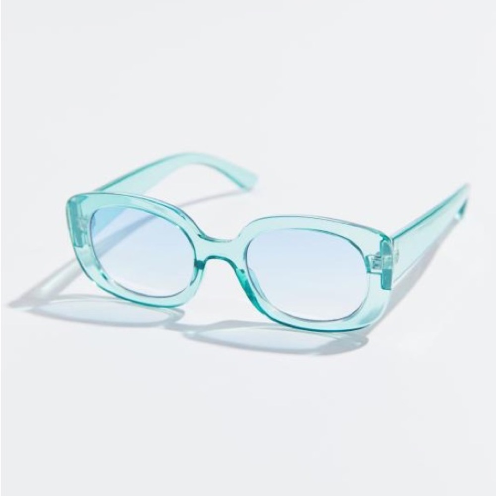 Mila Translucent Rectangle Sunglasses Blue